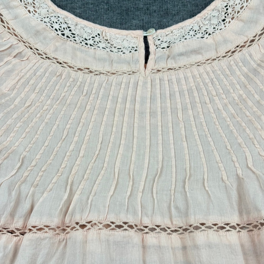 LoveShackFancy Lace Pintuck Blouse Women 2 Pink Romantic Cottagecore Parisian - Picture 11 of 12